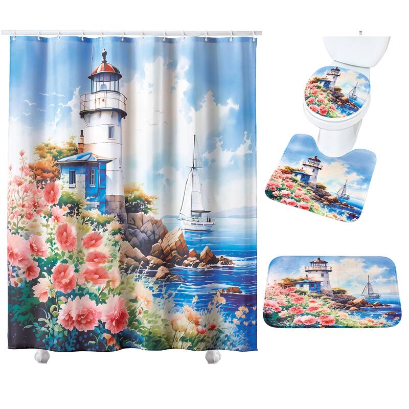 12-Piece Coastline Lighthouse Scene Bathroom Set