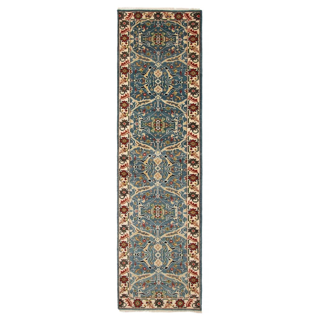 ECARPETGALLERY Hand-knotted Serapi Heritage Turquoise Wool Rug - 2'8 x 10'0