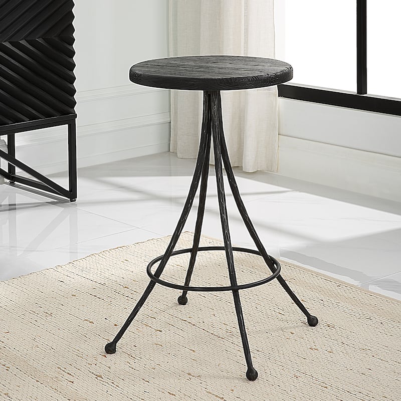 Uttermost Sona Black Counter Stool - 19.7"W x 26"H x 19.7"D