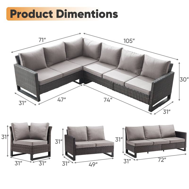 Wicker Patio Conversation Set with Fire Pit Table