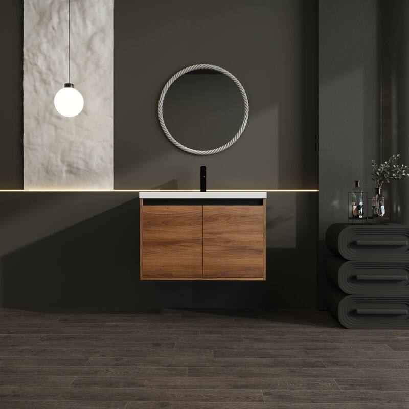 Natural Walnut Floating Vanity Bathroom