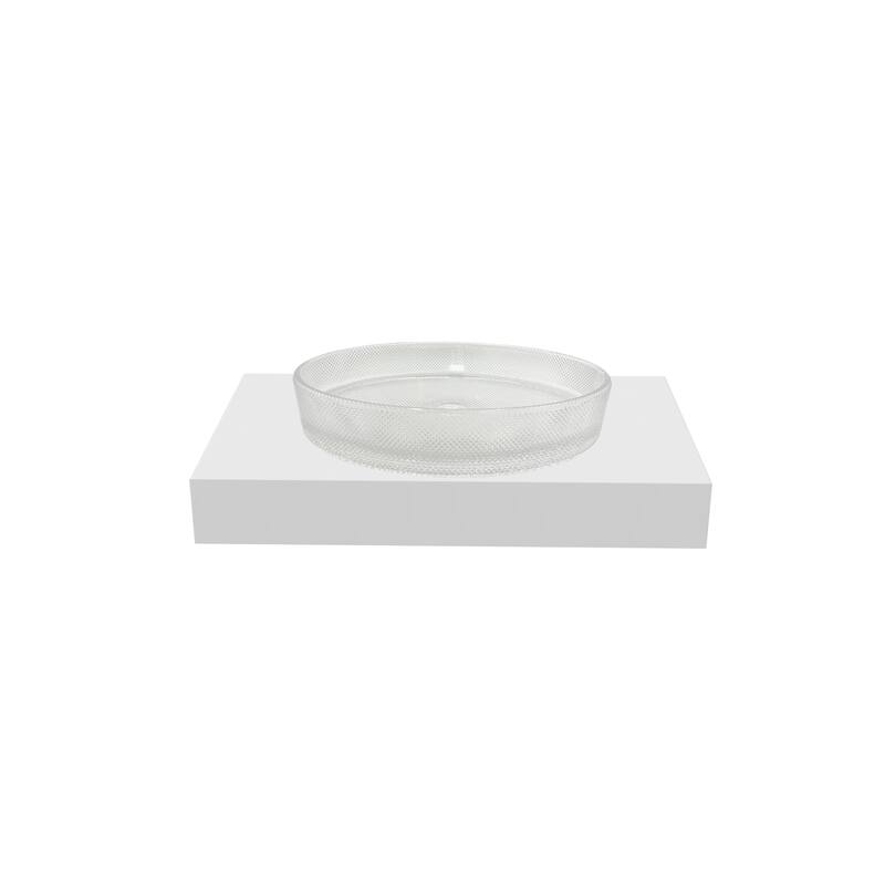 Decorative 20" Oval Crystal Vessel Sinks With White Base - 36"Countertop - 20"Clear
