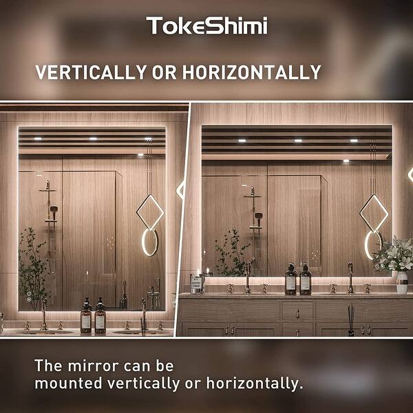 TokeShimi LED Backlit Bathroom Vanity Mirror, Anti-Fog Wall