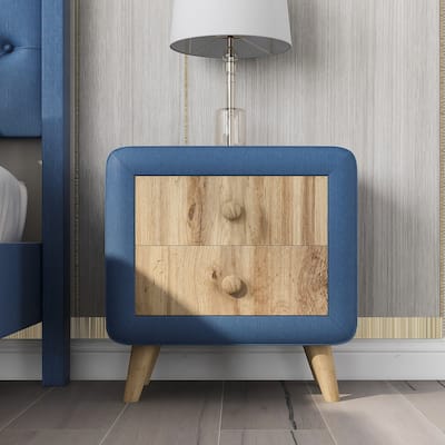 2-Drawer Upholstered Wooden Nightstand for Bedroom