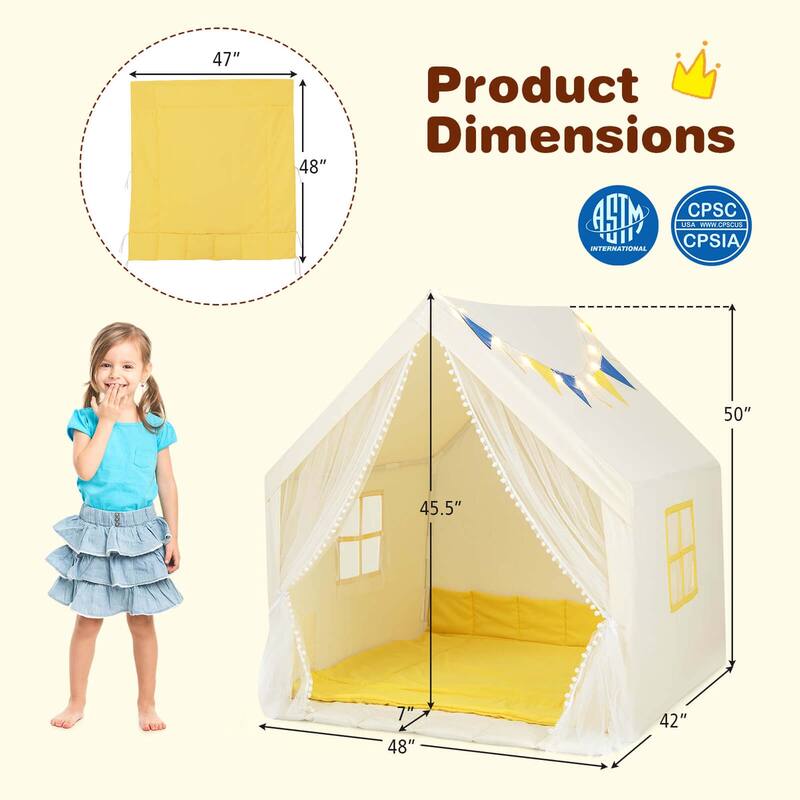 Costway Large Play Tent Kids & Toddlers Playhouse with Washable - Beige - See Details