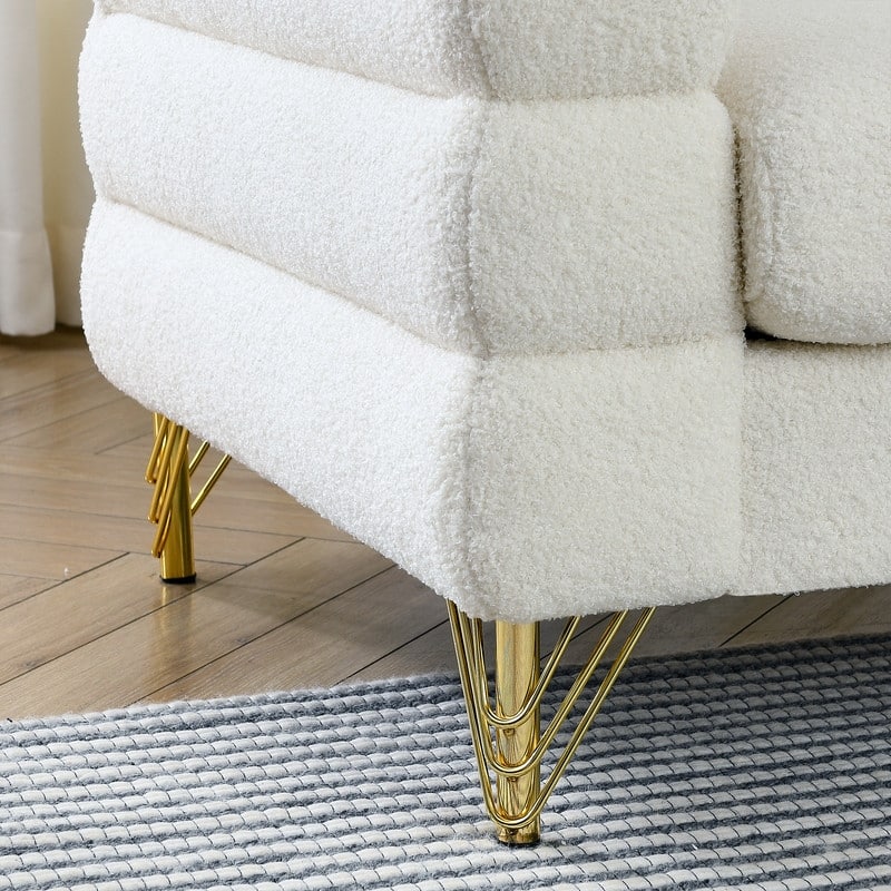 81" Three-Seater Teddy Upholstered Sofa, Ivory