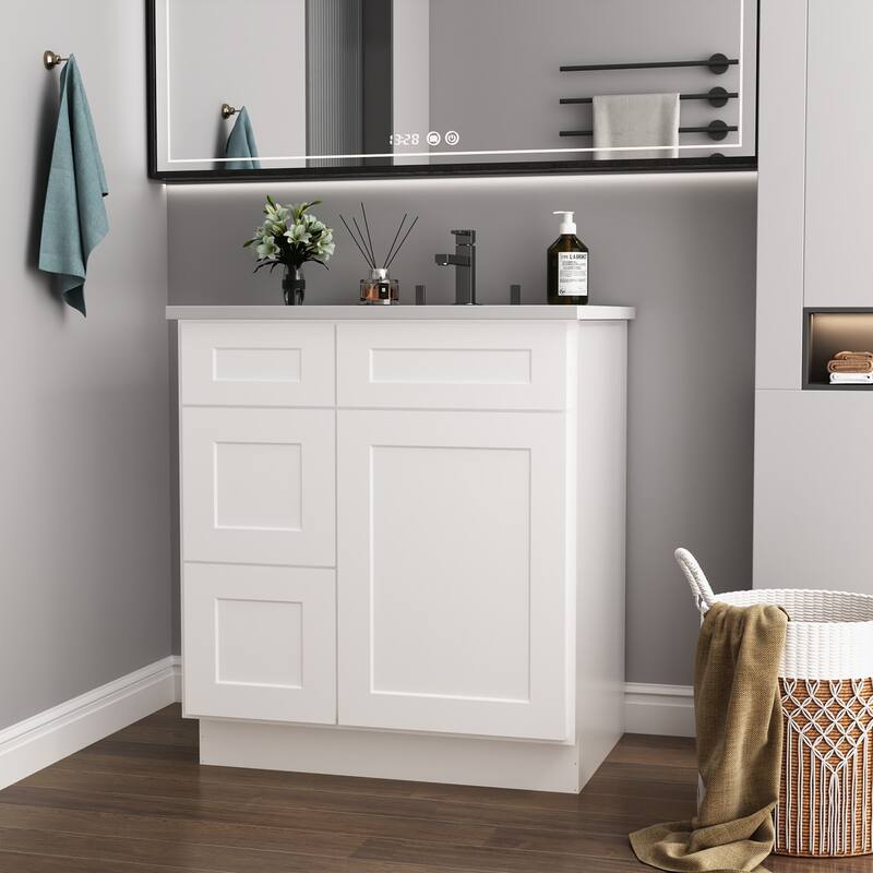 30-inch Bathroom Cabinet with Soft-Close Doors, Versatile Storage, and Waterproof MDF