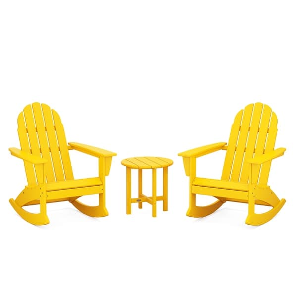 slide 2 of 8, POLYWOOD Vineyard 3-piece Outdoor Adirondack Chair Set Lemon