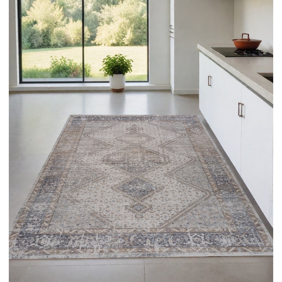 Biko Bigi Distressed Abstract Modern Stain Resistant Woven Area Rug By HomeRoots
