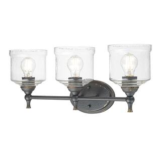Golden Lighting Keating 3-light Vanity in Antique Black Iron