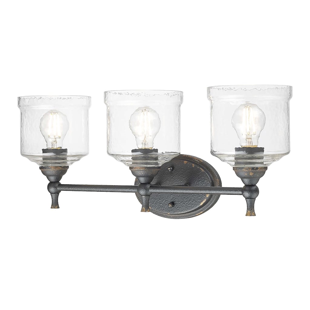 Golden Lighting Keating 3-light Vanity in Antique Black Iron