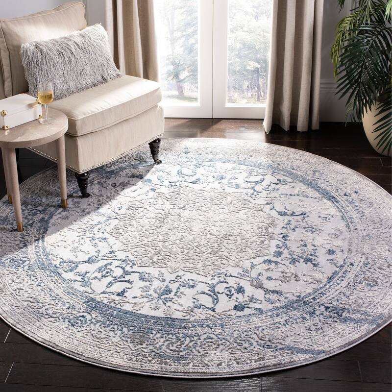 SAFAVIEH Invista Sharleen Contemporary Abstract Rug - 6'7" Round - Grey/Blue