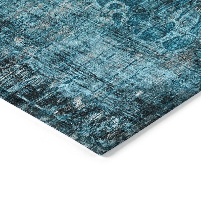 Machine Washable Indoor/ Outdoor Modern Floral Chantille Rug