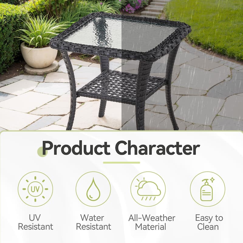 Patio Wicker Coffee Table with Storage