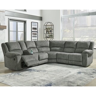 Signature Design by Ashley Goalie Pewter 6-Piece Reclining Sectional - Pewter - 141" W x 128" D x 41" H
