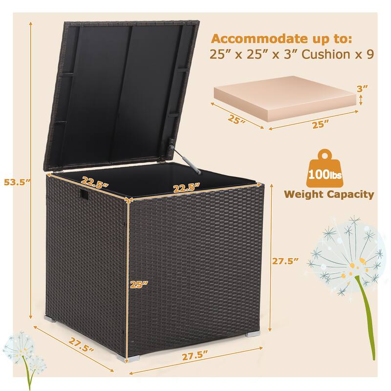 Costway 72 Gallon Patio Rattan Wicker Storage Deck Box Container with - See Details