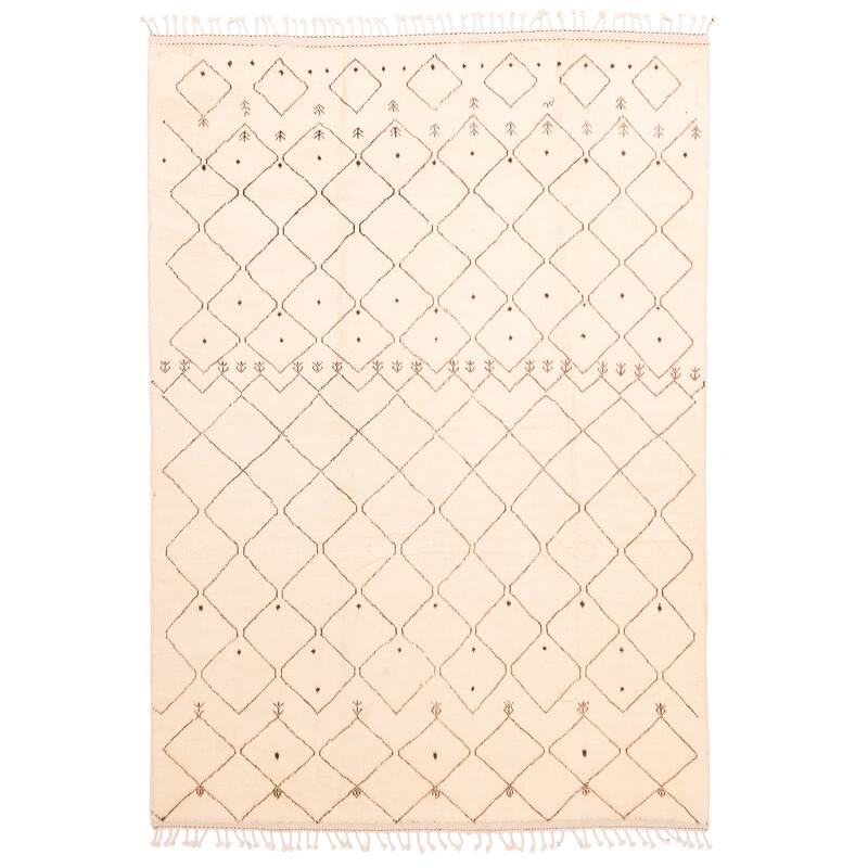ECARPETGALLERY Hand-knotted Pak Finest Marrakesh Cream Wool Rug - 6'11 x 9'6