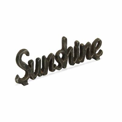 HomeRoots 3" Black Cast Iron Hand Painted Sunshine Sculpture - 3" H x 8.5" W x 0.75" D