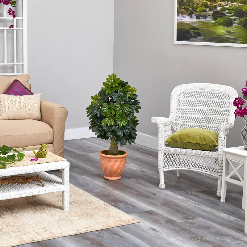 Artificial Orchid Arrangement in Vase Home Decor Flowers Elegant Faux Orchid Plant Living Room Centerpiece - Green - 39