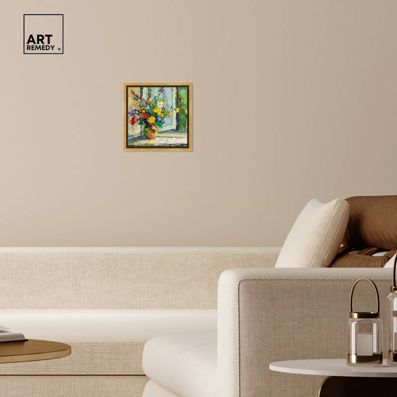 Art Remedy Vase By The Window Framed Impressionism 1 Piece Canvas Wall Art /Monet And Van Gogh Inspired Art