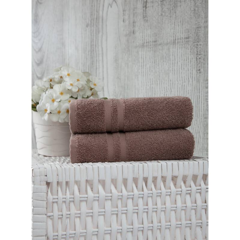 Ozan Premium Home 100% Turkish Cotton Sienna Luxury Collection Hand Towels (Set of 2) - Latte
