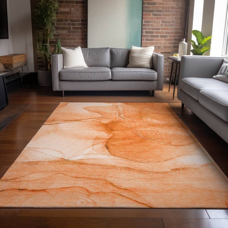 Almilo Contemporary Abstract Weather Resistant Blended Style Outdoor Rug