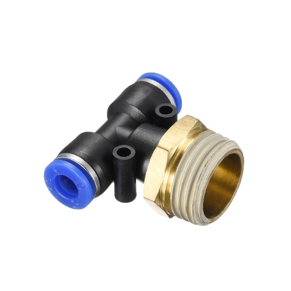 Push To Connect Fittings T Type Thread Tee 15/64" x 1/2" G Male Thread Blue 2pcs - 15/64" OD x 1/2" G Male