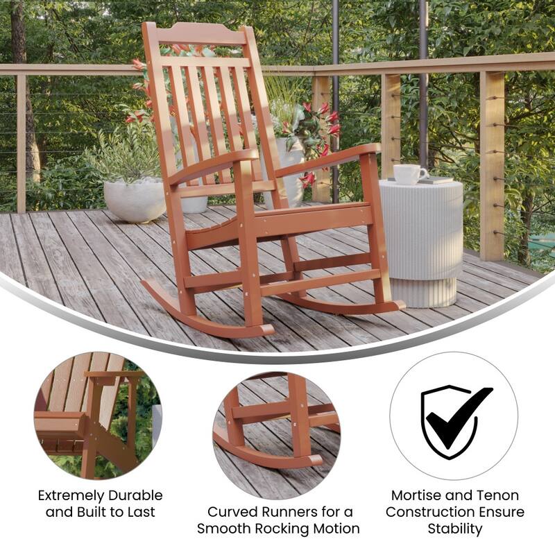 All-Weather Rocking Chair in Faux Wood - Patio and Backyard Furniture