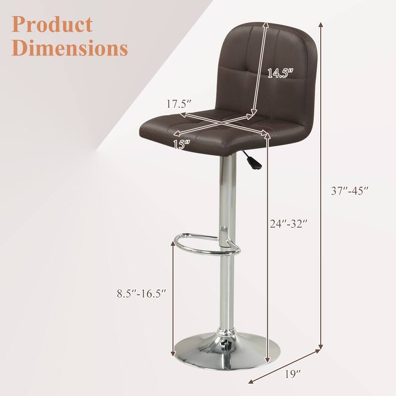 Gymax Swivel Bar Stools Set of 2 w/ Backrests Footrests & Metal Base