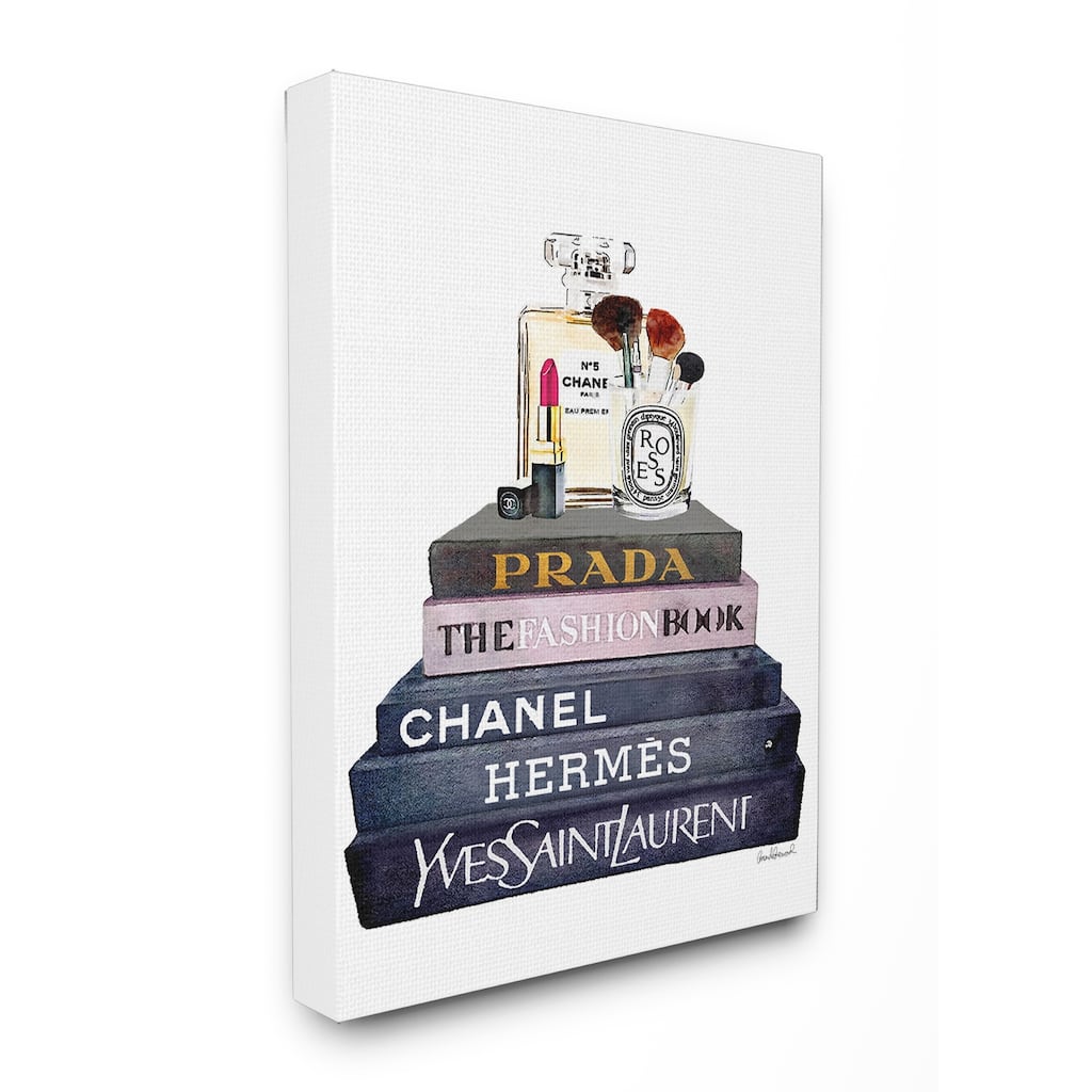 Stupell Glam Fashion Books With Makeup Stretched Canvas Wall Art