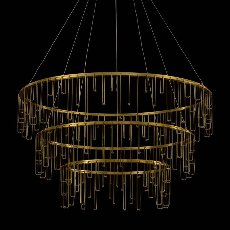 Golden Lighting 5461-32-26-18 Lucerna 32" Wide Ring Chandelier - Stainless Steel Gold