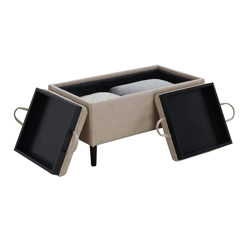 Storage Ottoman with Trays - Multi-Purpose Seating with Hidden Storage and Reversible Tray Tops for Stylish Home Interiors