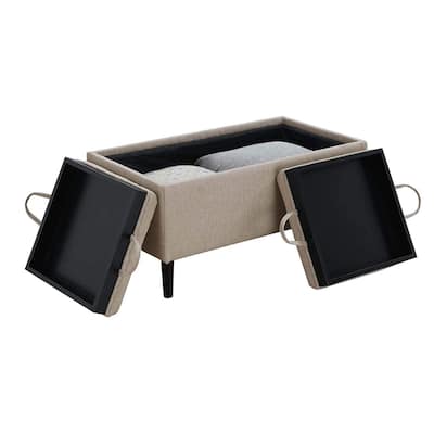 Storage Ottoman with Trays - Multi-Purpose Seating with Hidden Storage and Reversible Tray Tops for Stylish Home Interiors