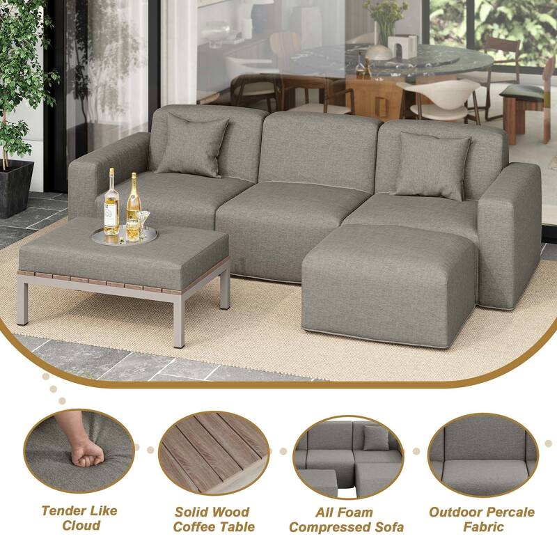 5-Piece Modular Sets Sectional Sofa Set Patio Conversation Sets