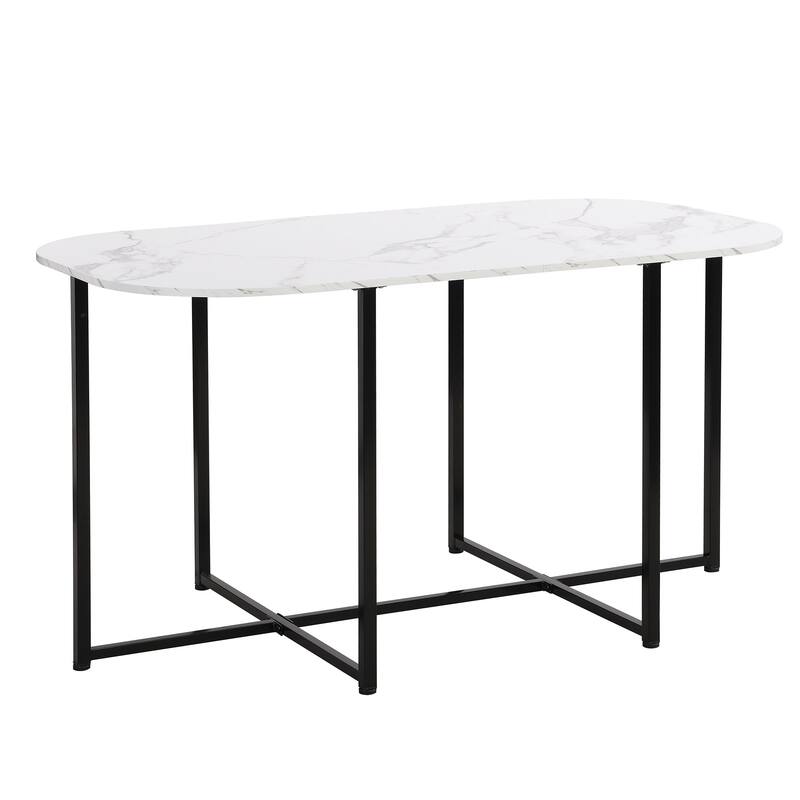 7-Piece Iron Dining Table Set with Table and Six Chairs
