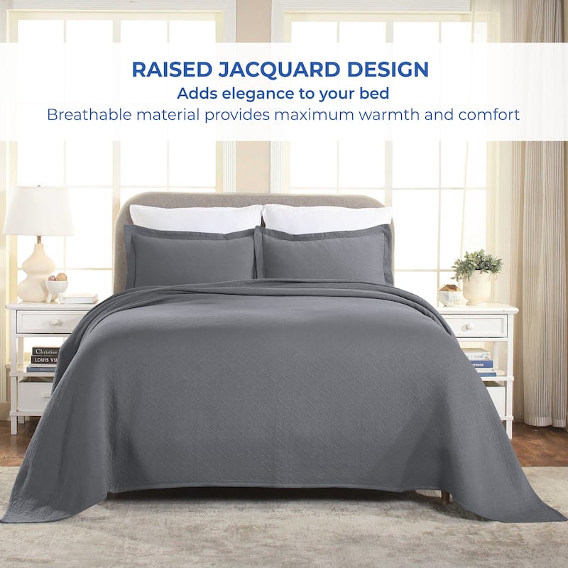 Superior Basketweave Cotton Decorative Bedspread Set