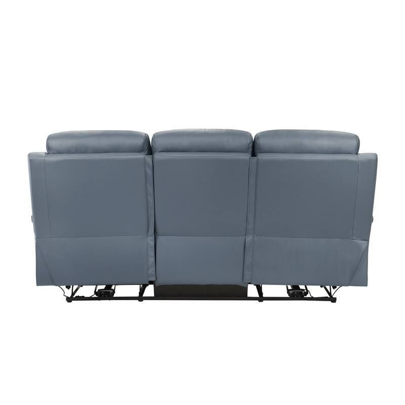Hanna Power Double Reclining Sofa, Blue Grain Leather, USB, 87 Inch
