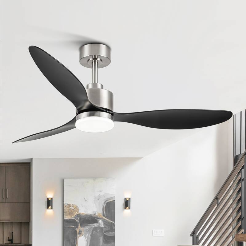 52" 3-Blade Gold Ceiling Fans with LED Light Remote Control - 52 Inch - BlackNickel