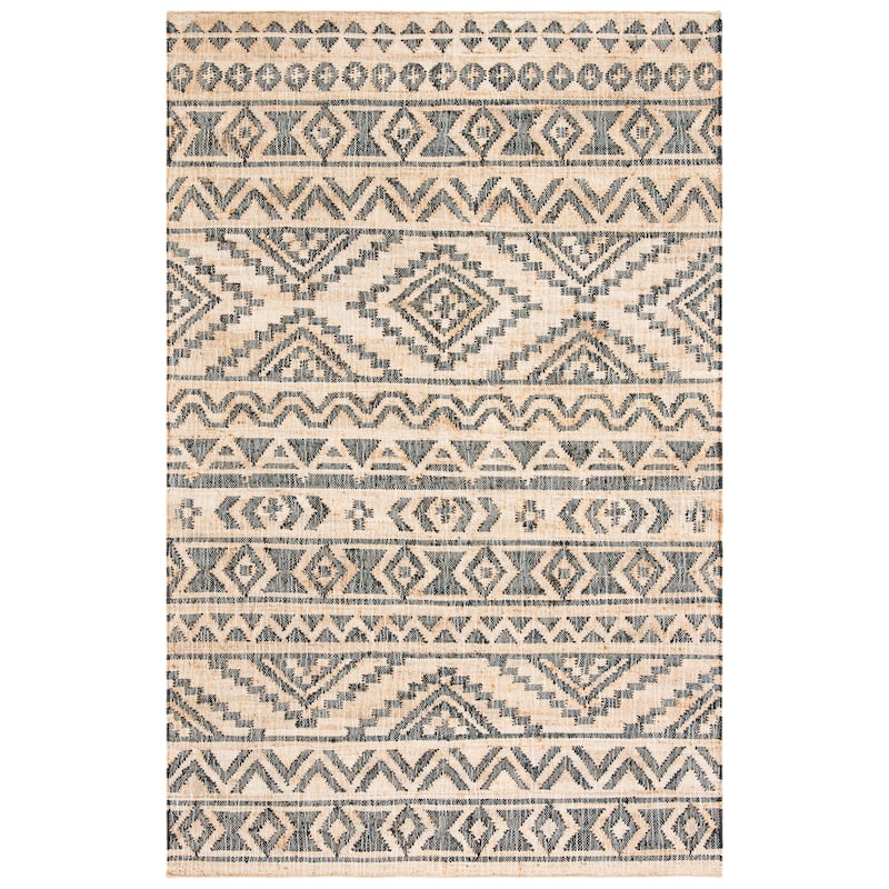SAFAVIEH Handmade Kilim Kudrete Moroccan Flatweave Jute & Cotton - 6' x 9' - Natural/Charcoal - Rectangle