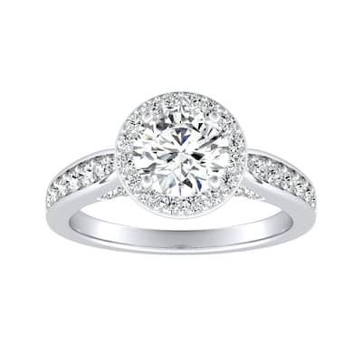 Auriya 14k Gold 1/2ct Round Moissanite Halo Diamond Engagement Ring 1/2cttw