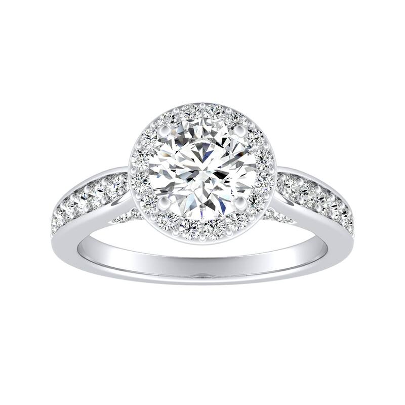 Auriya 14k Gold 2ct Round Moissanite Halo Diamond Engagement Ring 1/2cttw - White - 6