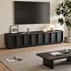 preview thumbnail 18 of 25, 78.74" Modern TV Stands with Brown Wood Grain,Mid Century Media Console With 4 Cabinets Black