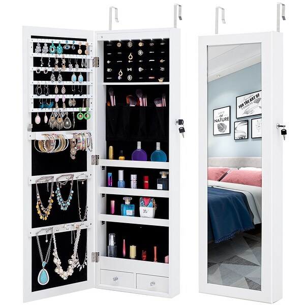 Led mirror jewelry cabinet hotsell