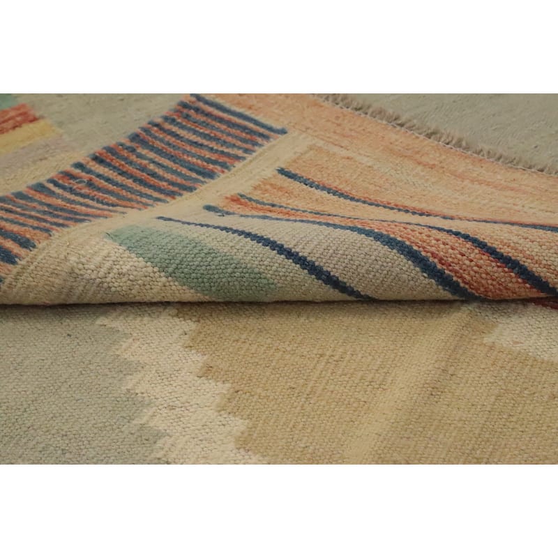 Hand Woven Oriental 100% Wool Carpet Southwestern Tribal Multi-Colored Kilim Area Rug - 6' 9'' X 4' 11''