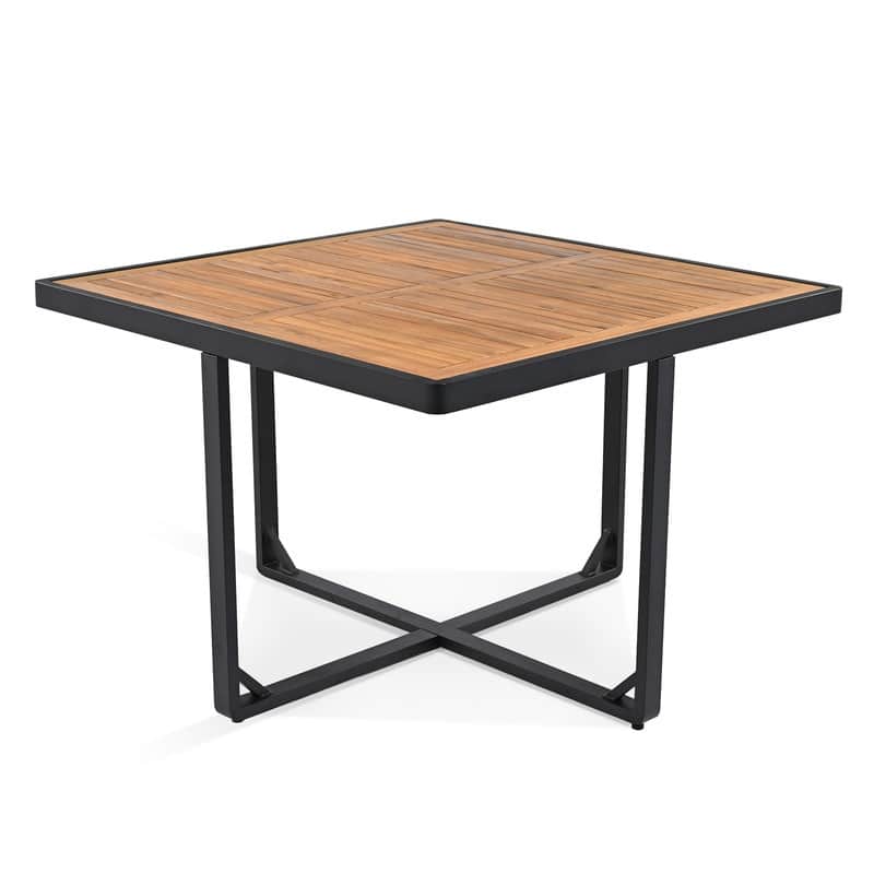 9-Piece/18-Piece Acacia Wood Patio Dining Set, Outdoor Dining Table Set with Cushioned Chairs, Ottomans and 1 Square Table