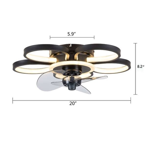 Metal Small Flower Shape 5 Lights LED Ceiling Fan Dimmable for Kids