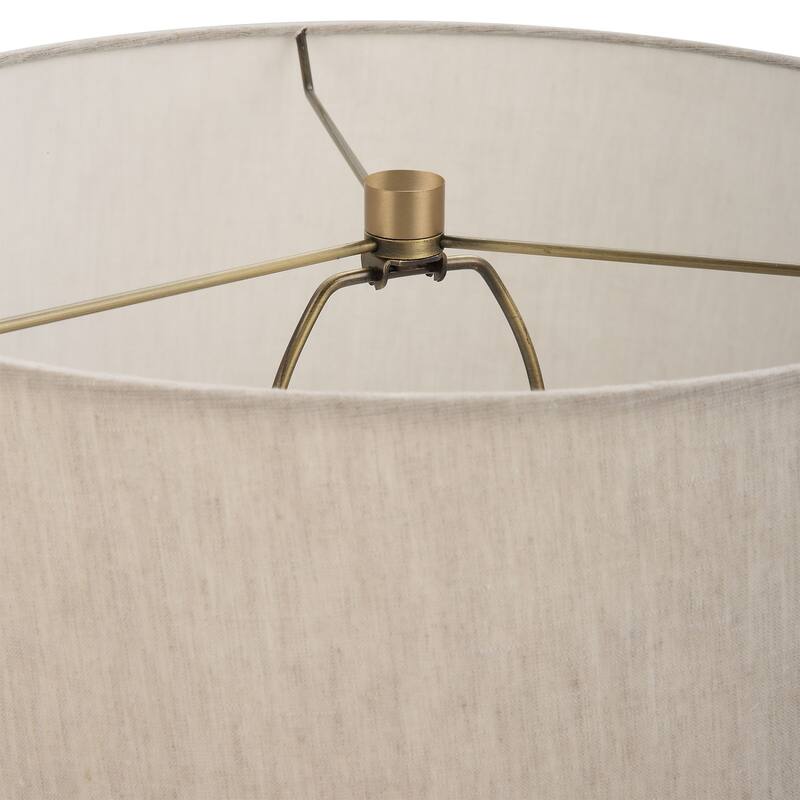 Column Base Table Lamp with Round Shade - 27.5" - Cream and Beige