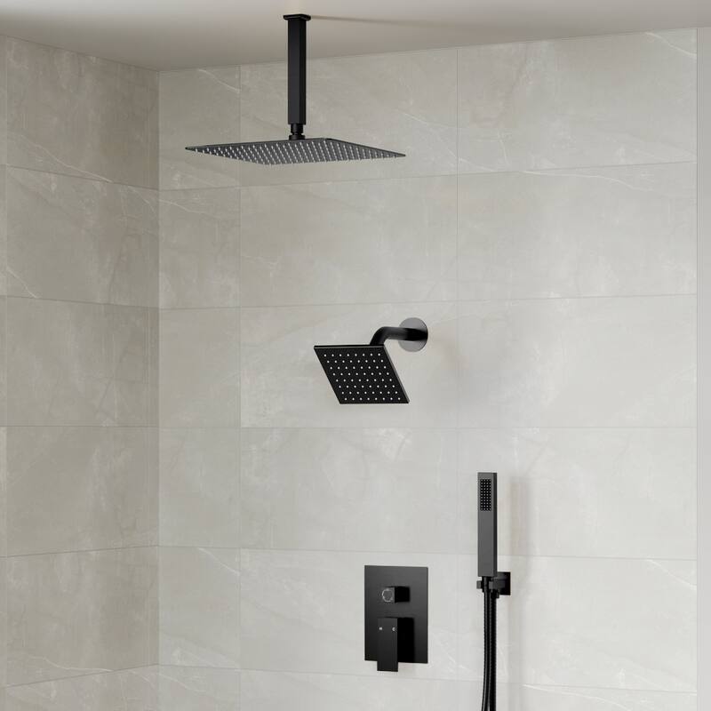 Triple-Function 10" & 6" Dual Shower Heads Shower Faucet Set, Ceiling Mount Shower System - 10" x 6"