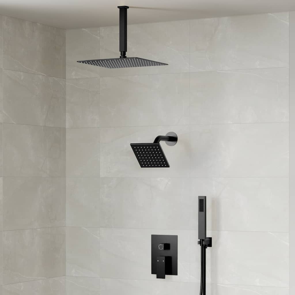 Triple-Function 10" & 6" Dual Shower Heads Shower Faucet Set, Ceiling Mount Shower System - 10" x 6"