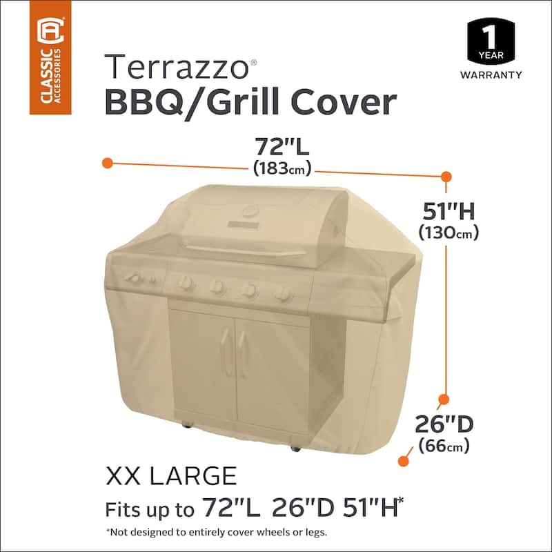 Classic Accessories Terrazzo Water-Resistant 72 Inch BBQ Grill Cover - Tan